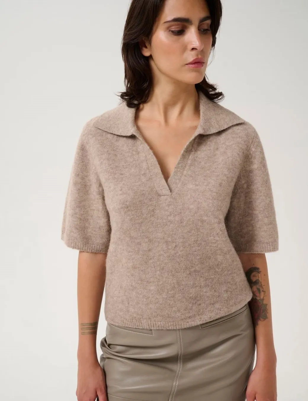 Gestuz GZalpha SS Polo Pullover - Sand
