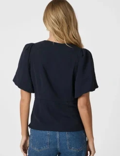 Neo Noir Irina Structure Bluse - Mørkeblå