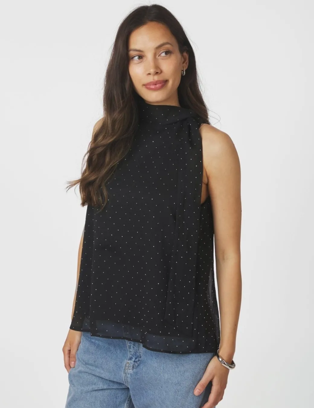 Neo Noir Lorelei Bedazzled Top - Sort