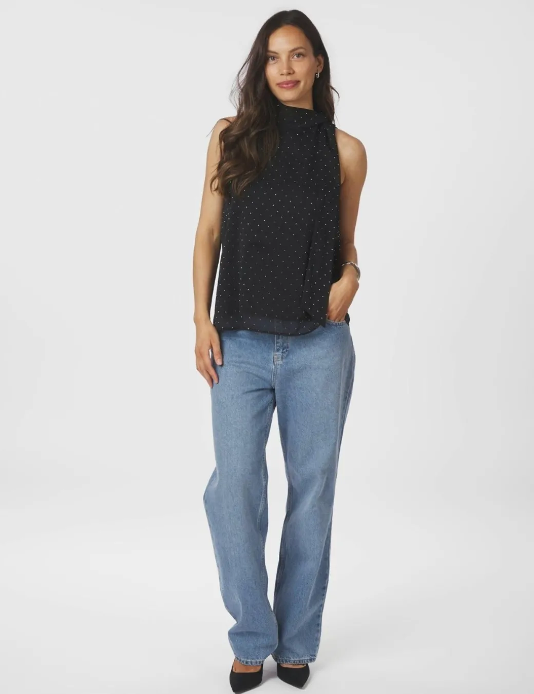 Neo Noir Lorelei Bedazzled Top - Sort