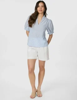 Neo Noir Odesa Dot Stripe Bluse - Lyseblå
