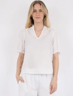 Neo Noir Odesa Linen Bluse - Hvid