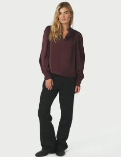 Neo Noir Rosslyn Heavy Sateen Bluse - Bordeaux