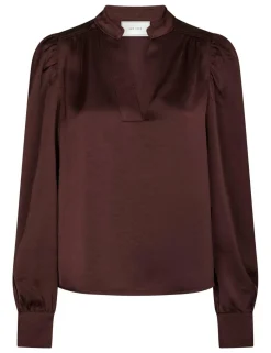 Neo Noir Rosslyn Heavy Sateen Bluse - Bordeaux